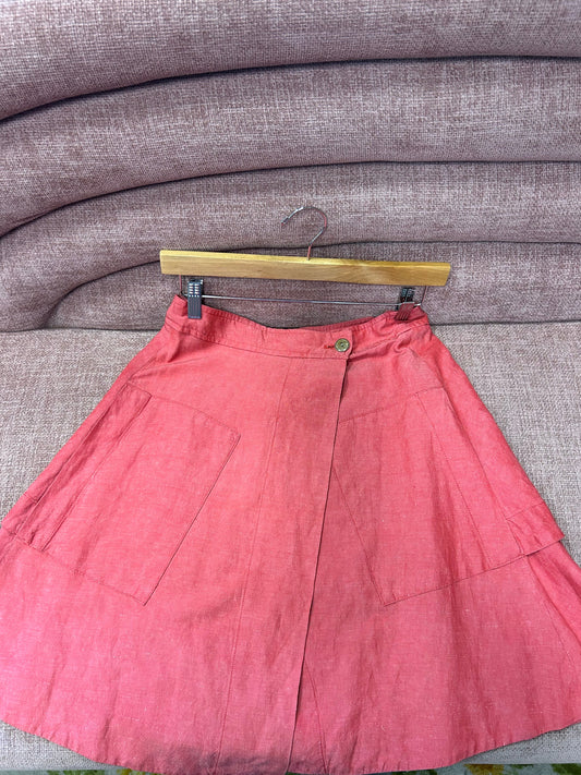 9-H15 STCL silk linen blend wrap skirt sz8