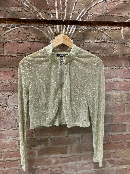 Alegra K sheer crop metallic zip top szL