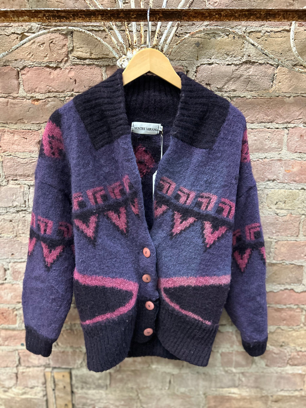 Vtg Montre Xerano cardigan 75%mohair wool szM