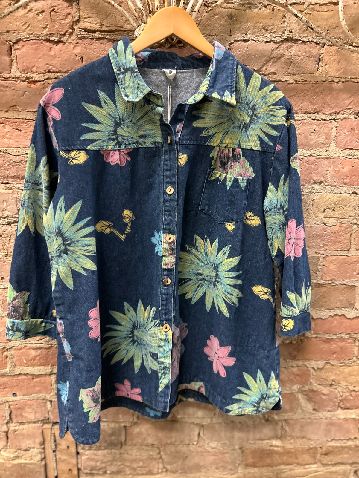 Vtg floral denim shacket szL