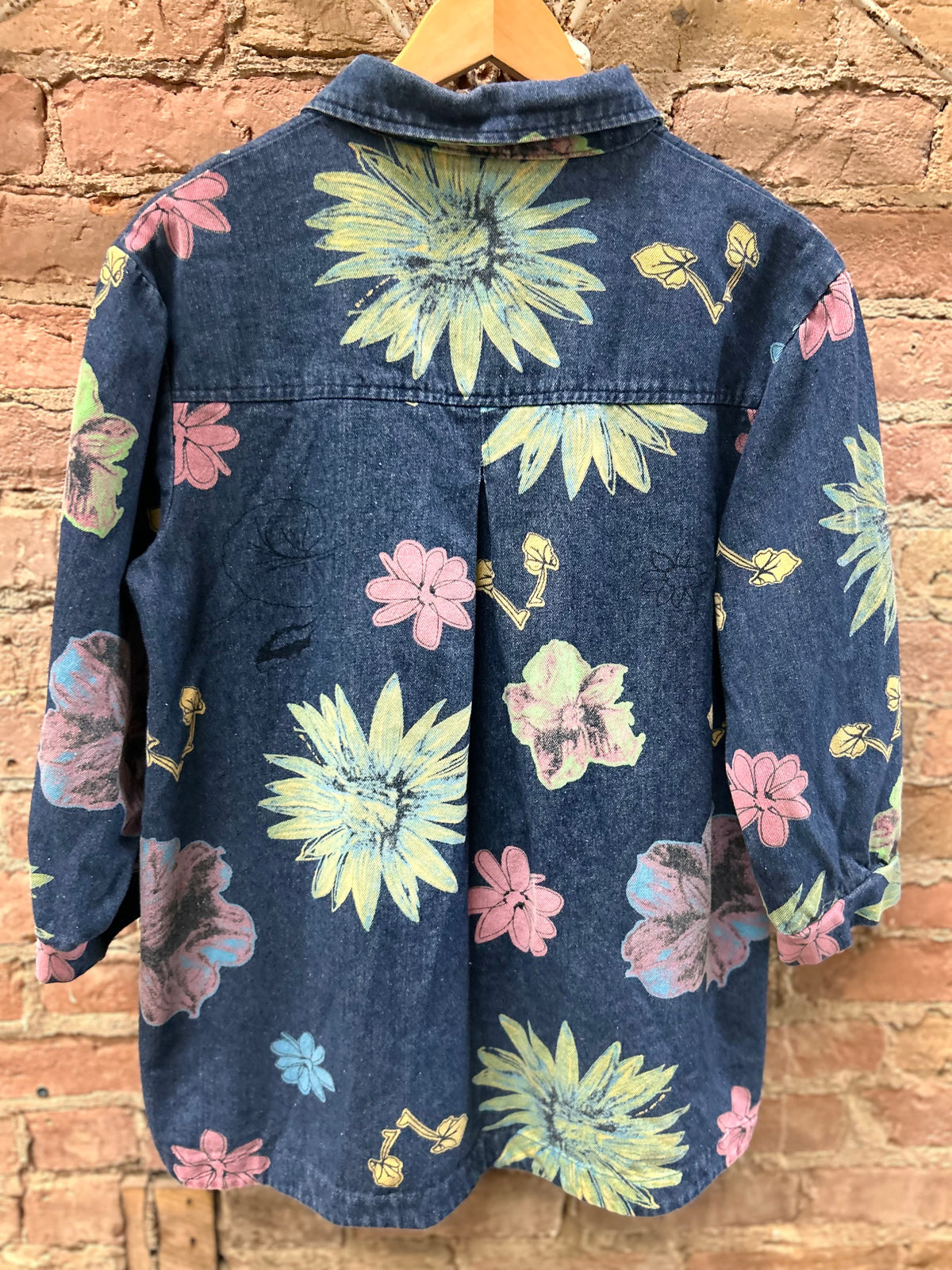 Vtg floral denim shacket szL