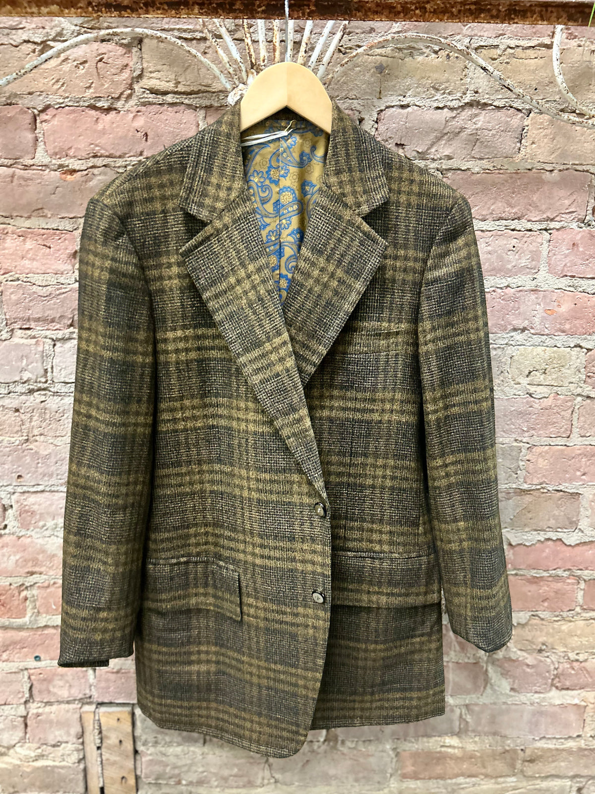 Vtg custom tweed sports coat paisley lining szL